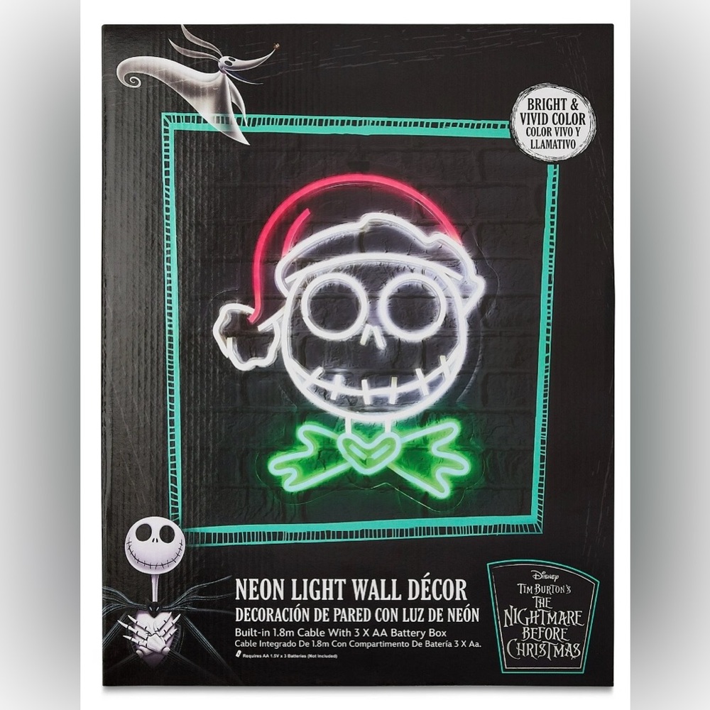 Disney Nightmare Before Christmas Jack Skellington Neon Light Wall Hanging - NEW